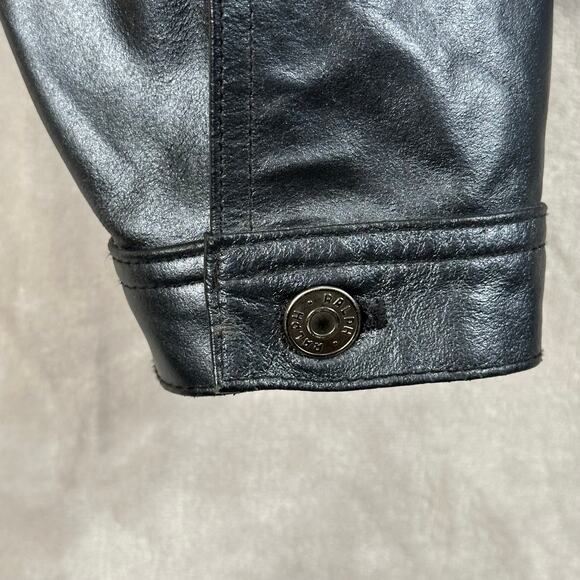 Vintage Ralph Lauren Leather Jacket Womens Medium Black Lined 90s Y2K Biker - Picture 4 of 16
